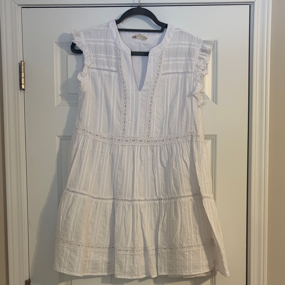 Altar'd State White Ruffle Sleeve Dress